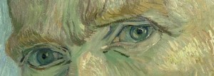 The eyes of van Gogh in his famous self-portrait painting.